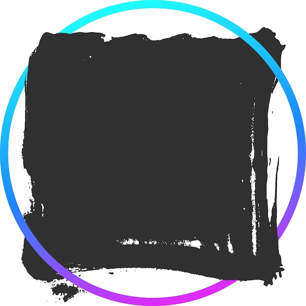 Circolo a gradiente vibrante con tratto di pennello nero su sfondo bianco perfetto per progetti creativi