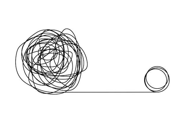 Circolo di caos scarabocchiato Arte della linea di doodle Semplicità disegno concettuale Illustrazione vettoriale EPS 10