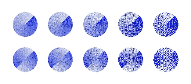 Circolo diviso in blu a diversa risoluzione del vettore di gradiente bitmap impostato su bianco