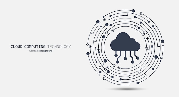 Circuito cloud su una scheda a forma di mezzaluna Tecnologia di calcolo cloud Internet e concetto di tecnologia informatica Centro dati Illustrazione vettoriale per web e template