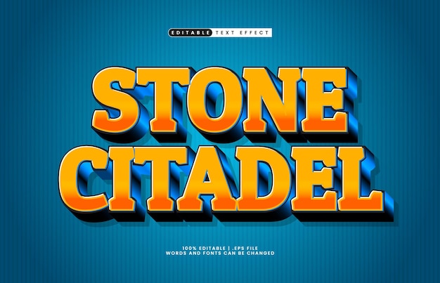 citadella di pietra effetto testo modificabile con uno stile di testo castello e gioco