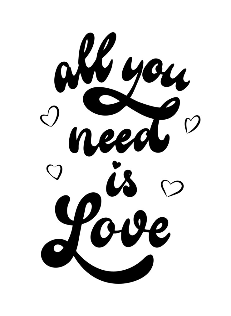 citazione scritta a mano "Tutto ciò che serve è l'amore"
