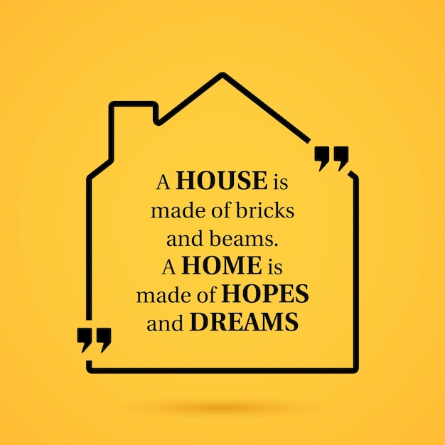 Citazione sulla struttura della casa in casa su sfondo giallo