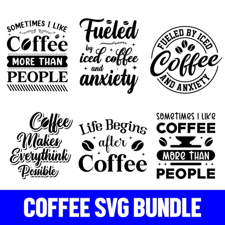 Vettore citazioni di caffè svg pacchetto caffè svg tazza svg tazza svg pacchetto caffè citazione svg tazza citazione svg