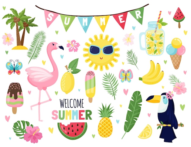 Citazioni estive per le vacanze estive con divertenti illustrazioni della stagione