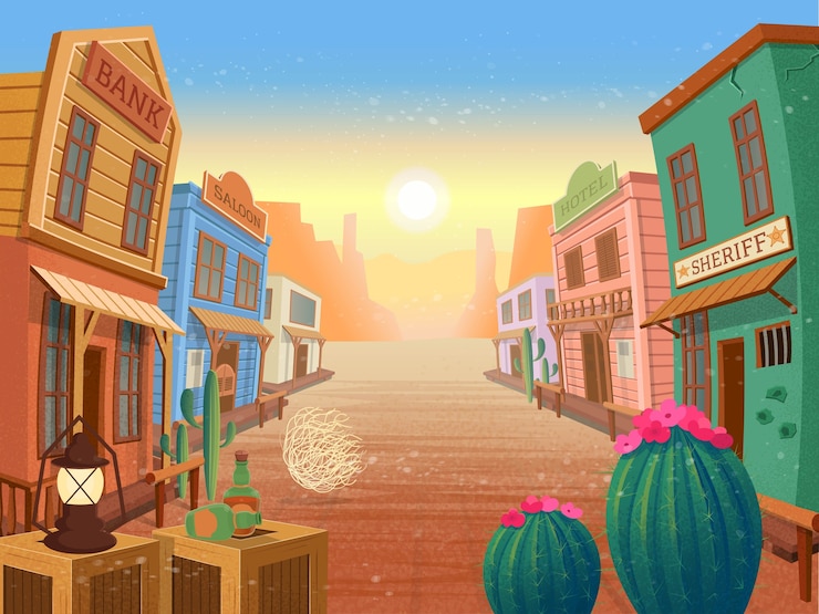 Vettore città occidentale. illustrazione
