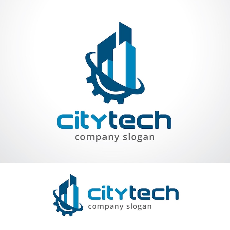 Vettore city tech logo template design vector emblem design concept simbolo creativo icon