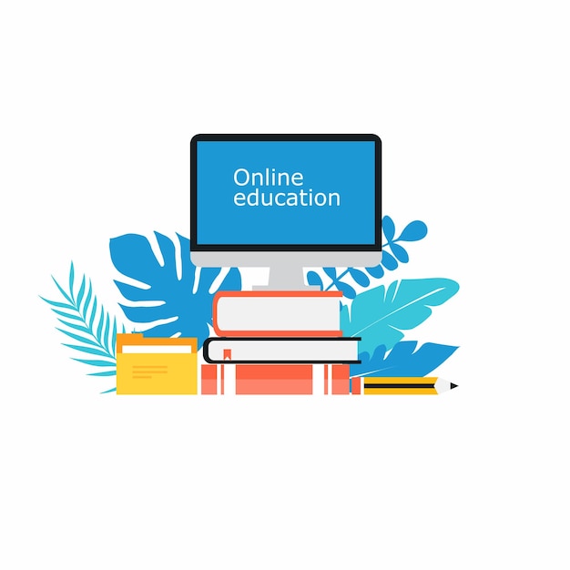 Classi online scuola online elearning a casa che studiano l'aula virtuale di istruzione a distanza