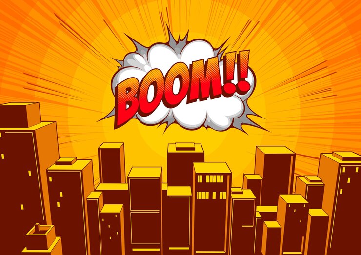 Classic City Comic, Cartoon background, illustrazione di edifici e strade.