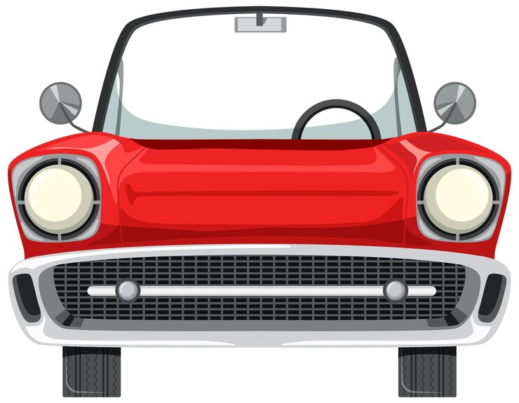 Vettore classica macchina rossa in stile cartone animato