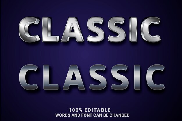 Classico effetto testo modificabile elegante stile testo argento