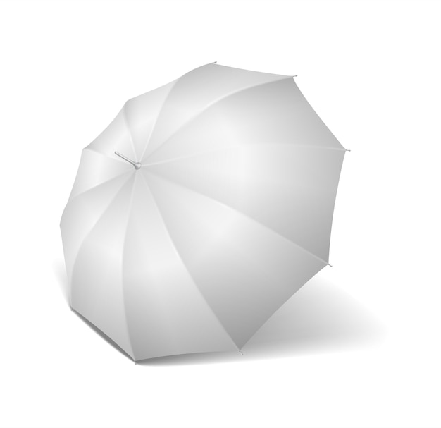 Classico ombrello bianco che getta ombra illustrazione realistica