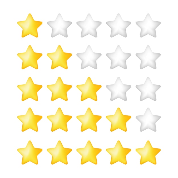 Classificazione di film e programmi TV con stelle 3d dall'icona della linea più bassa a quella più alta Preferiti click rate recensione feedback SSTKbold Vector line icon for Business