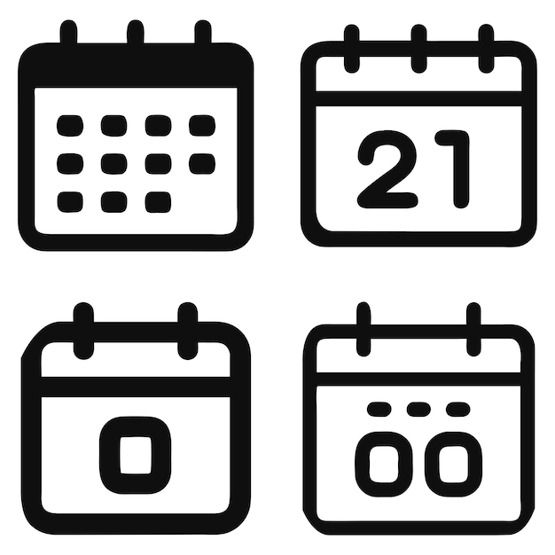 Clean Calendar Symbols MultiIcon Set per i disegni moderni