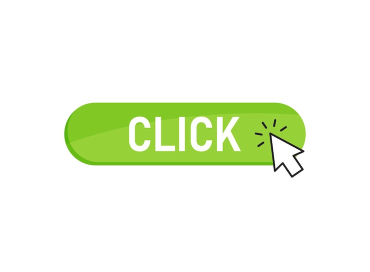 Vettore clicca qui l'icona del banner in stile piatto illustrazione vettoriale di commercio elettronico su sfondo isolato concetto di attività di segnaletica commerciale