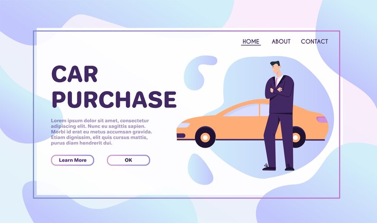 Cliente felice che acquista veicolo e in piedi vicino alla sua nuova automobile.