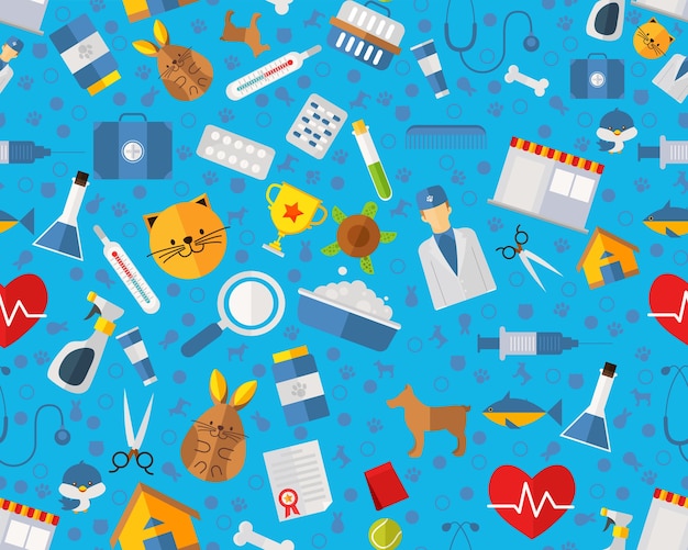 Clinica veterinaria del modello senza cuciture piano di struttura di vettore.