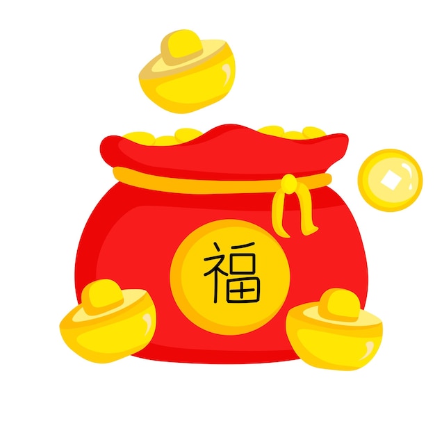 Clipart cinese dell'illustrazione della borsa della moneta