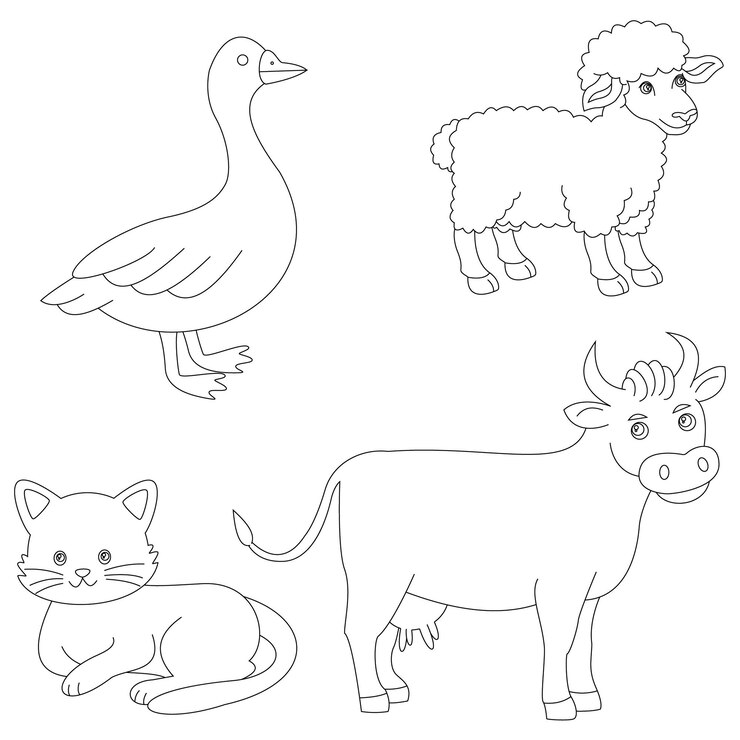 clipart colorati della fattoria ambientati in stile cartone animato scarabocchio per agricoltori e bambini che amano la vita contadina e la campagna
