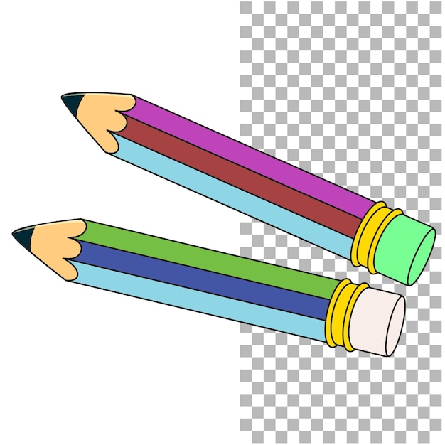 Clipart degli elementi vettoriali della matita della scuola elementare del fumetto