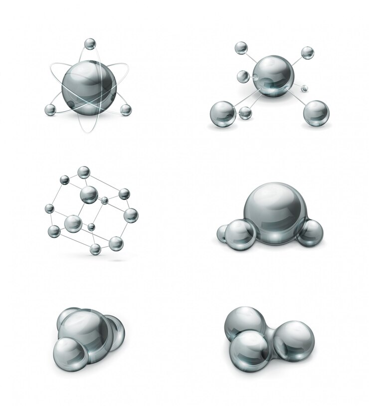 Vettore clipart della molecola, set di metallo