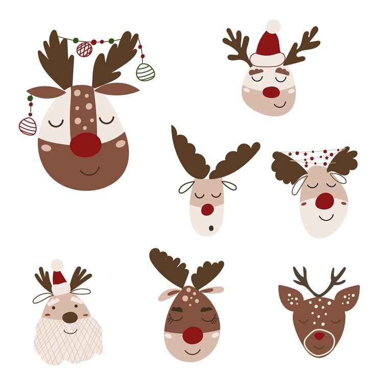 Vettore clipart di natale con le renne. illustrazione vettoriale.