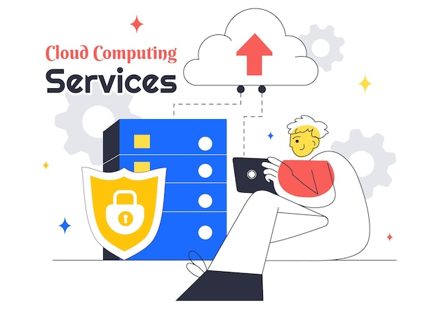Cloud Computing Illustration Featuring Digital Technology Speed Connection with Database Statistics Analytics Server Monitoring and Network