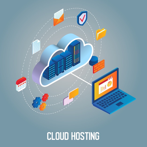 Cloud hosting isometrico