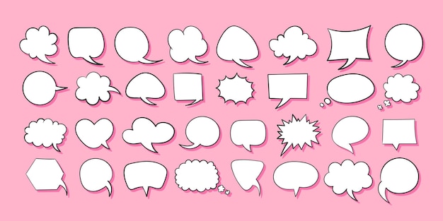 Cloud speech bubbles set Retro vuote bolle di discorso comico