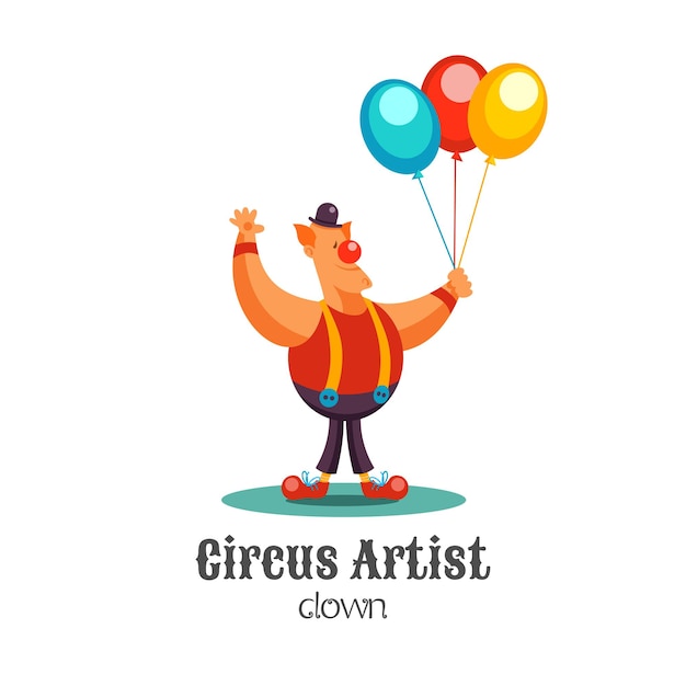 Clown artista di circo con palloncini