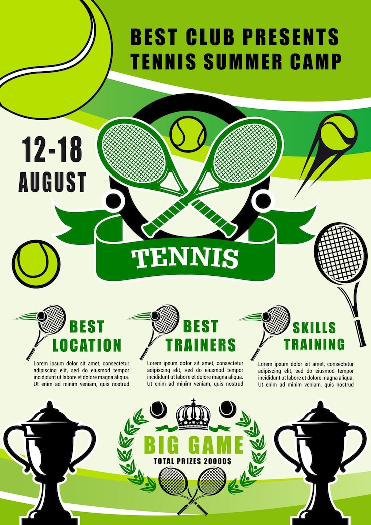 Vettore club di allenamento del campo estivo di tennis