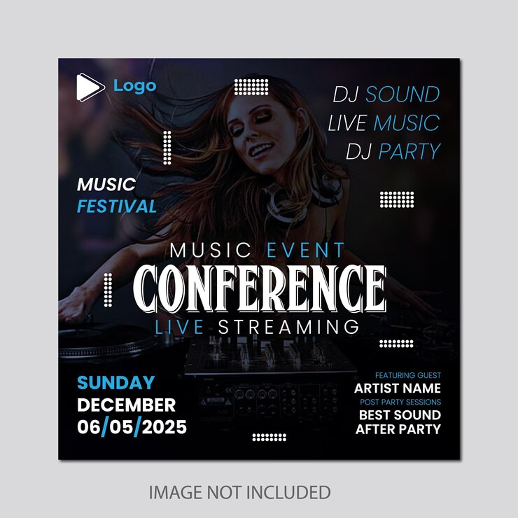 Vettore club dj party flyer per concerti post sui social media e modello di banner web