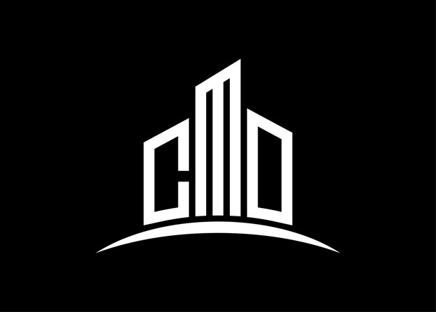 CMO letter building vector monogram logo design template Building Shape CMO logo