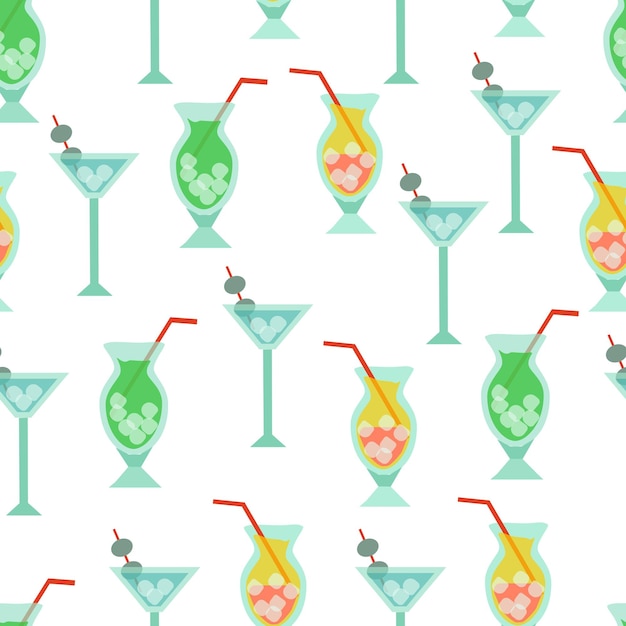 cocktail a disegno con ghiaccio in bicchieri di vetro su bianco