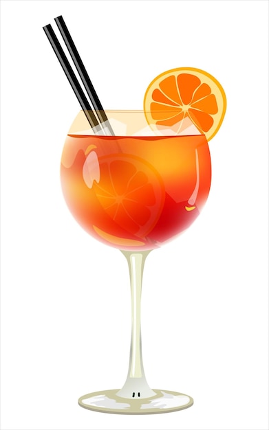 Cocktail Aperol spritz con fetta d'arancia isolata su uno sfondo bianco Illustrazione vettoriale