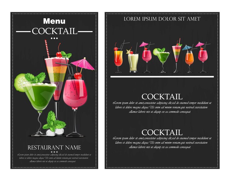 Vettore cocktail beve volantino banner realistico