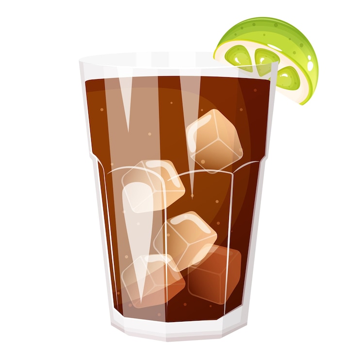 Vettore cocktail cuba libre decorato con lime