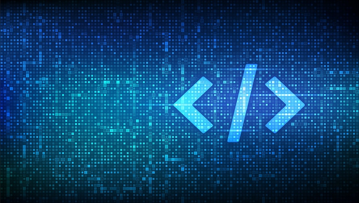 Vettore codice di programmazione. codifica o sfondo di hacker. icona del codice di programmazione realizzata con codice binario.