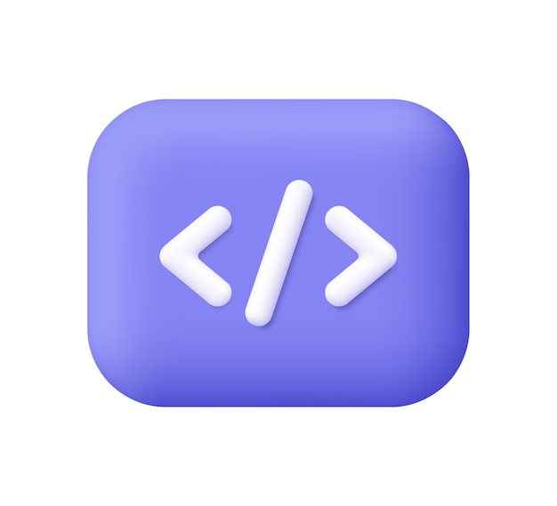 Codice di programmazione sul pulsante Codifica di programmazione e concetto di sviluppo web icona vettoriale 3D