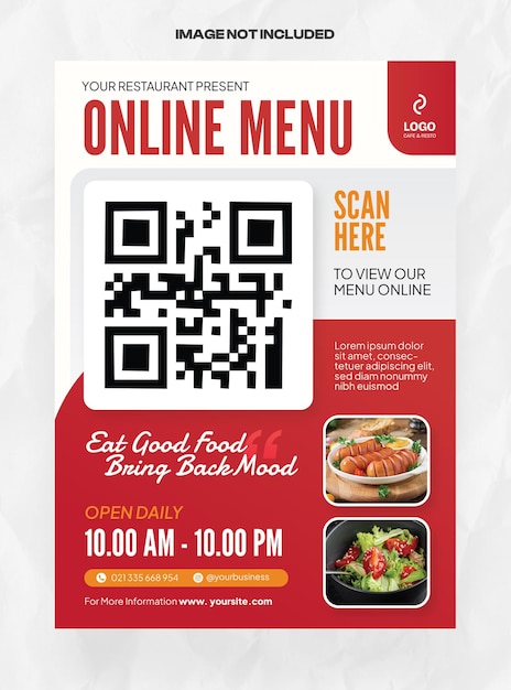 Codice QR Flyer del menu alimentare