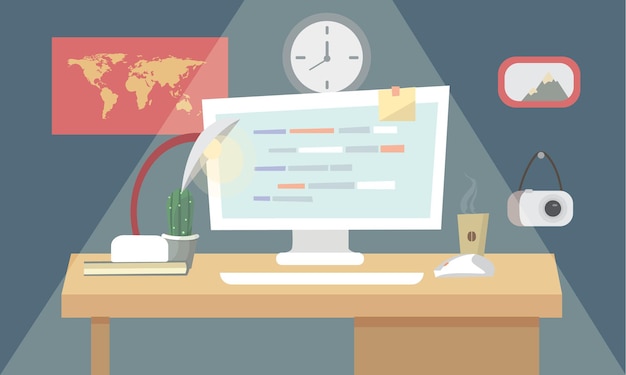 Codifica di programmazione utente in design piatto elegante. illustrazione.