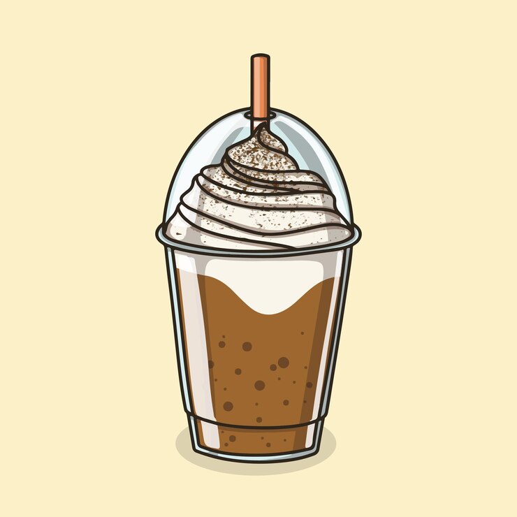 Vettore coffee frappe o frappuccino in tazza di plastica