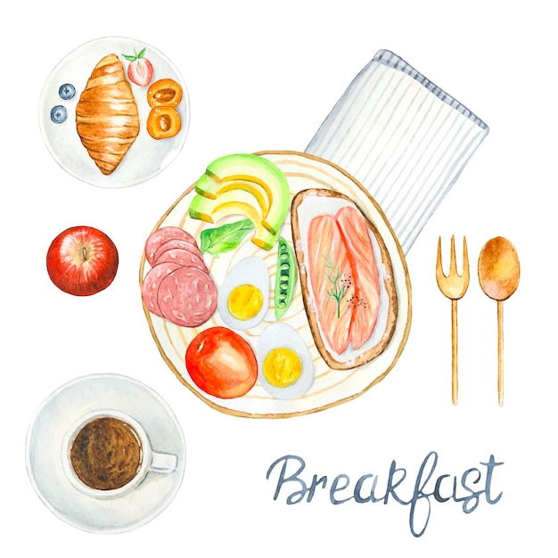 Colazione sana Illustrazione dell'acquerello