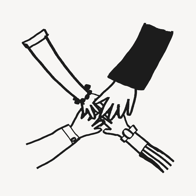 Collaboration business team doodle illustration vector