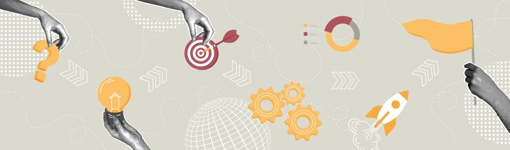 Vettore collage a mezza tonalità di tendenza concetto per il successo piano vincente sviluppo di idee per la gestione del progetto