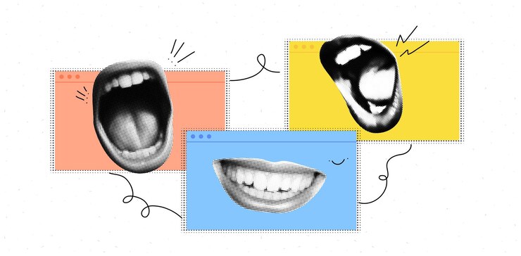 Vettore collage concettuale contemporaneo di riunioni online e comunicazione aziendale video di lavoro di squadra a distanza