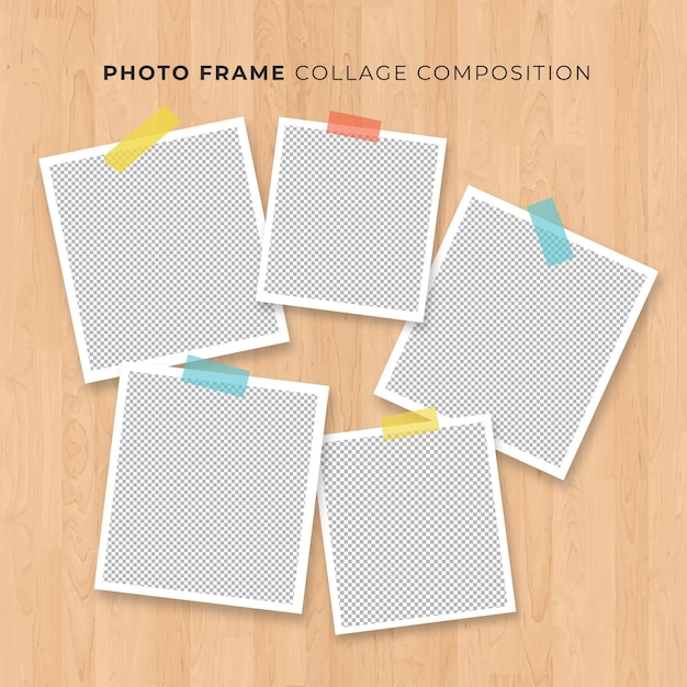 Collage della struttura della foto su fondo di legno