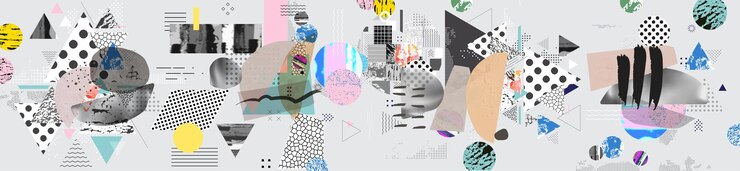 Vettore collage di illustrazioni vettoriali artistiche di diverse texture e forme