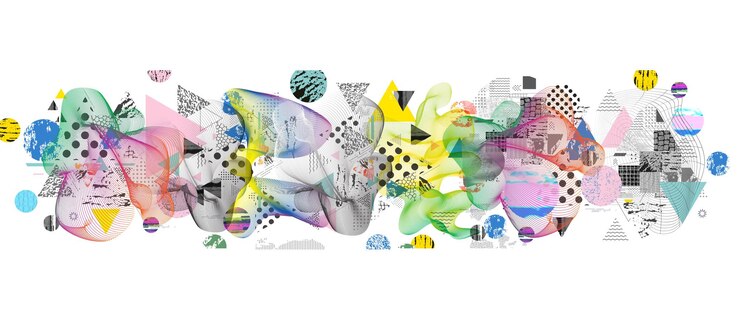 Vettore collage di illustrazioni vettoriali artistiche di diverse texture e forme