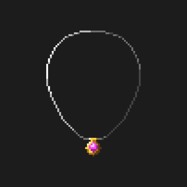 collana d'argento pixel art per oggetti RPG
